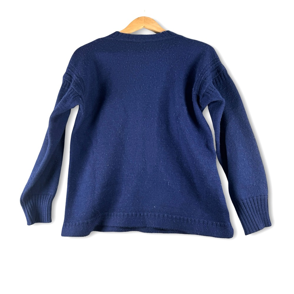 Lands End Mens Blue Wool Blend Vintage Sweater Sz M Medium - Picture 2 of 4